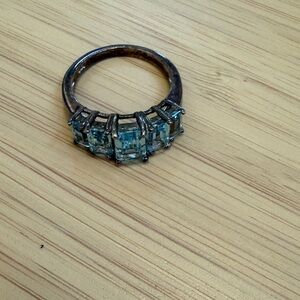 Elegant Silver Ring with Aqua Stones